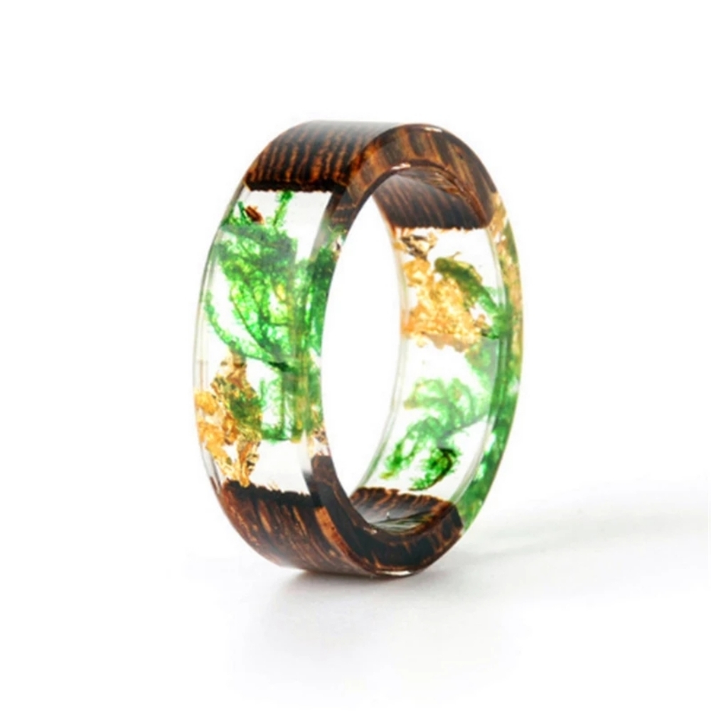 💍Ocean Seaweed Wood Resin Ring Size 11